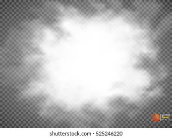 Fog or smoke isolated transparent special effect. White vector cloudiness, mist or smog background. Vector illustration