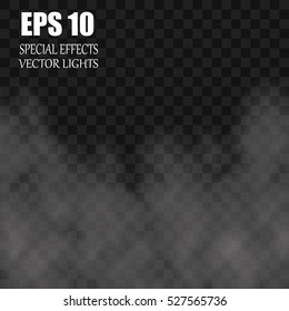 Fog or smoke isolated transparent special effect. White vector cloudiness, mist or smog background. Vector illustration
