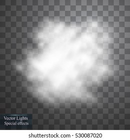 Fog or smoke isolated transparent special effect. White vector cloudiness, mist or smog background. Vector illustration
