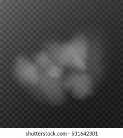 Fog or smoke isolated transparent special effect. White vector cloudiness, mist or smog background. Vector illustration