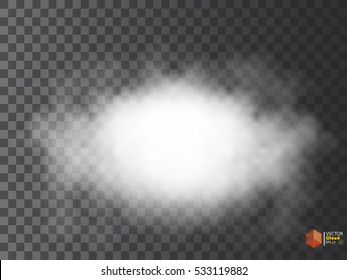 Fog or smoke isolated transparent special effect. White vector cloudiness, mist or smog background. Vector illustration