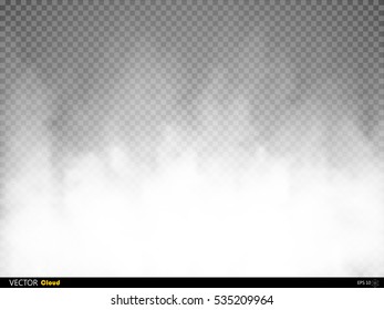 Fog or smoke isolated transparent special effect. White vector cloudiness, mist or smog background. Vector illustration