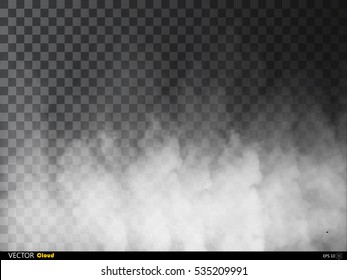 Fog or smoke isolated transparent special effect. White vector cloudiness, mist or smog background. Vector illustration