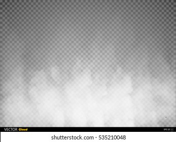 Fog or smoke isolated transparent special effect. White vector cloudiness, mist or smog background. Vector illustration