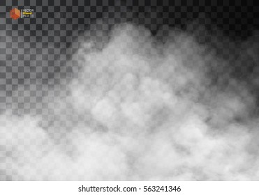Fog or smoke isolated transparent special effect. White vector cloudiness, mist or smog background. Vector illustration - Shutterstock ID 563241346