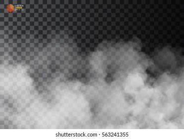 Fog or smoke isolated transparent special effect. White vector cloudiness, mist or smog background. Vector illustration - Shutterstock ID 563241355