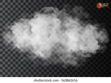 Туман или дым изолированный прозрачный спецэффект. Белый векторный фон облачности, тумана или смога. Векторная иллюстрация