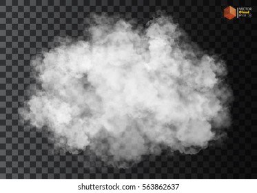 Fog or smoke isolated transparent special effect. White vector cloudiness, mist or smog background. Vector illustration