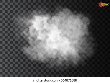 Fog or smoke isolated transparent special effect. White vector cloudiness, mist or smog background. Vector illustration