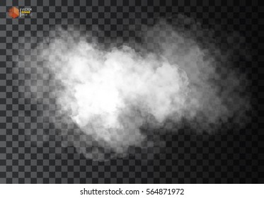 Fog or smoke isolated transparent special effect. White vector cloudiness, mist or smog background. Vector illustration