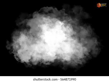 Fog or smoke isolated transparent special effect. White vector cloudiness, mist or smog background. Vector illustration