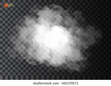 Fog or smoke isolated transparent special effect. White vector cloudiness, mist or smog background. Vector illustration