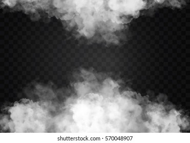 Fog or smoke isolated transparent special effect. White vector cloudiness, mist smog background. illustration