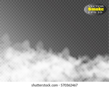 Niebla o humo aislado efecto especial transparente. Anchura vectorial blanca, niebla o fondo de smog. Ilustración del vector
