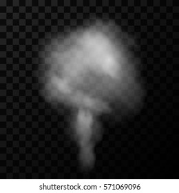 Fog or smoke isolated transparent special effect. White vector cloudiness, mist or smog background. Vector illustration