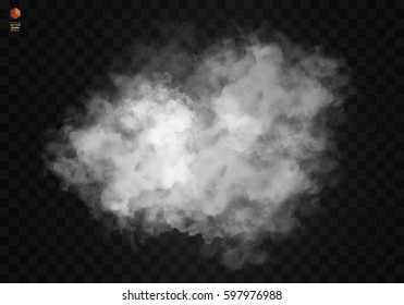 Fog or smoke isolated transparent special effect. White vector cloudiness, mist or smog background. Vector illustration