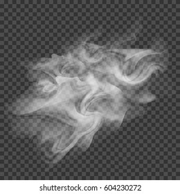 Fog or smoke isolated transparent special effect. White vector cloudiness, mist or smog background. Vector illustration