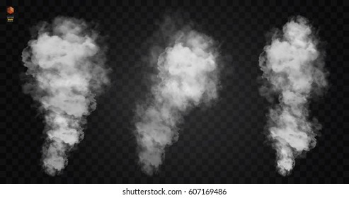 Fog or smoke isolated transparent special effect. White vector cloudiness, mist or smog background. Vector illustration