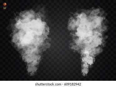 Fog or smoke isolated transparent special effect. White vector cloudiness, mist or smog background. Vector illustration - Shutterstock ID 609182942