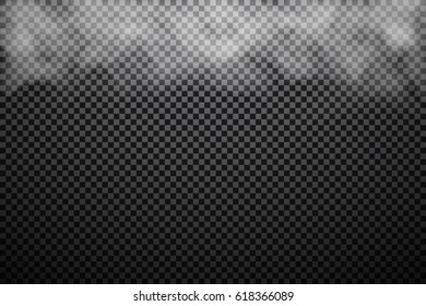 Fog or smoke isolated transparent special effect. White vector cloudiness, mist or smog background. Vector illustration