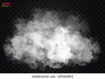 Fog or smoke isolated transparent special effect. White vector cloudiness, mist or smog background. Vector illustration