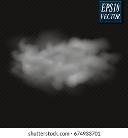 Fog or smoke isolated transparent special effect. White vector cloudiness, mist or smog background. Vector illustration

