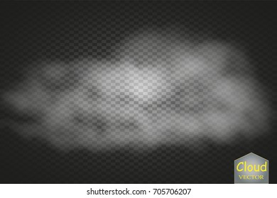 Fog or smoke isolated transparent special effect. White vector cloudiness, mist or smog background. Vector illustration