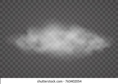 Fog or smoke isolated transparent special effect. White vector cloudiness, mist or smog background. Vector illustration