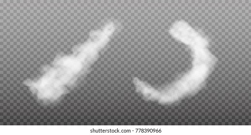 Fog or smoke isolated transparent special effect. White vector cloudiness, mist or smog background. Vector illustration