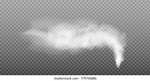 Fog or smoke isolated transparent special effect. White vector cloudiness, mist or smog background. Vector illustration
