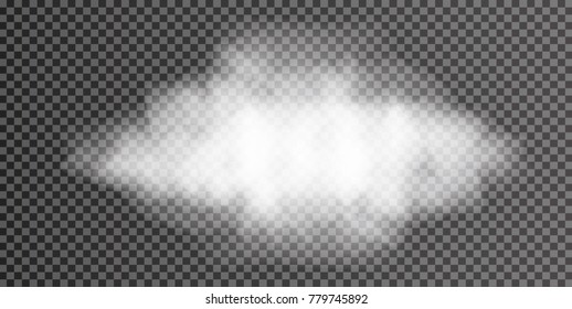Fog or smoke isolated transparent special effect. White vector cloudiness, mist or smog background. Vector illustration