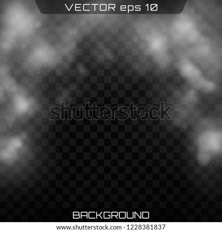 Fog or smoke isolated transparent special effect. Realistic isolated cloud on a dark transparent background. Vector realistic smoke on the transparent background.