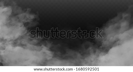 Fog or smoke isolated transparent special effect. White vector cloudiness, mist or smog background. Vector illustration