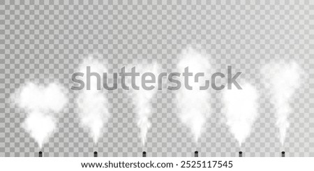 Fog or smoke isolated transparent special effect. White vector cloudiness, mist or smog background. Vector illustration