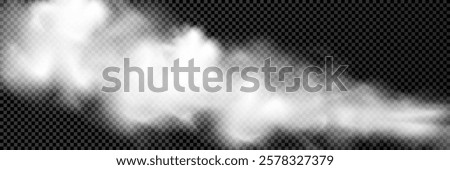 Fog or smoke isolated transparent special effect. White vector cloudiness, mist or smog background. Vector illustration	