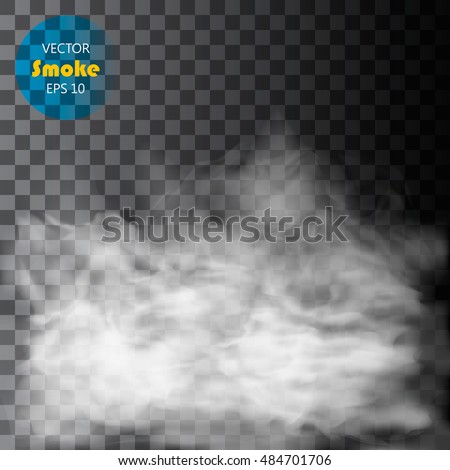 Fog or smoke isolated transparent special effect. White vector cloudiness, mist or smog background. Vector illustration