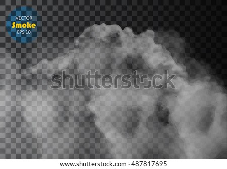 Fog or smoke isolated transparent special effect. White vector cloudiness, mist or smog background. Vector illustration