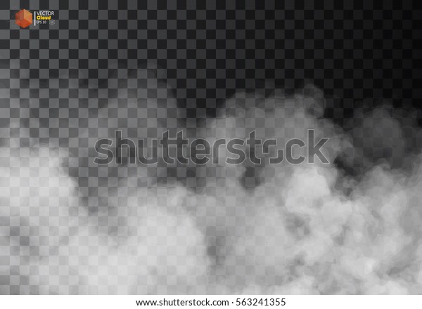 Fog or smoke isolated transparent special\
effect. White vector cloudiness, mist or smog background. Vector\
illustration