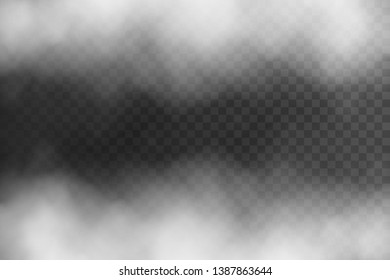 Fog and smoke isolated vector on transparent background.