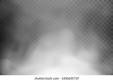 Fog and smoke isolated vector on transparent background.