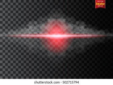 Fog or smoke, lighting flare isolated transparent special effect. White vector cloudiness, mist or smog background. Vector illustration