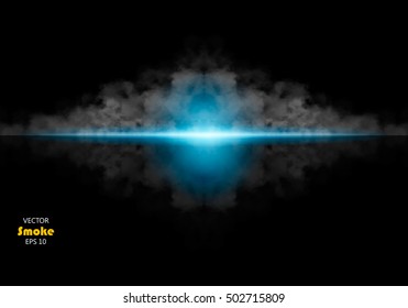 Fog or smoke, lighting flare isolated transparent special effect. White vector cloudiness, mist or smog background. Vector illustration