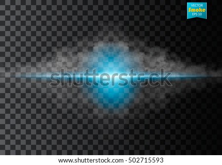 Fog or smoke, lighting flare isolated transparent special effect. White vector cloudiness, mist or smog background. Vector illustration