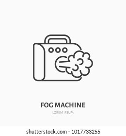 Fog, Smoke Machine Flat Line Icon. Special Effects Equipment Rental Sign. Thin Linear Logo For Event Supplies Store.