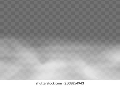 Nebel oder Rauch auf transparentem Hintergrund.  Weißer Rauch png.Vektorgrafik.