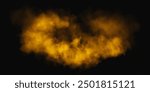 Fog or smoke, orange smog cloud on floor, isolated transparent special effect. Vector illustration, morning fog over land or water surface, magic haze.	