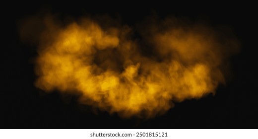 Fog or smoke, orange smog cloud on floor, isolated transparent special effect. Vector illustration, morning fog over land or water surface, magic haze.	