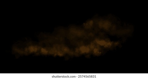 Fog or smoke, orange smog cloud on floor, isolated transparent special effect. Vector illustration, morning fog over land or water surface, magic haze.	