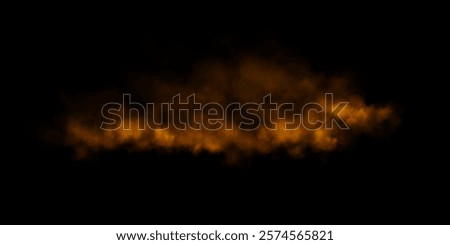 Fog or smoke, orange smog cloud on floor, isolated transparent special effect. Vector illustration, morning fog over land or water surface, magic haze.	