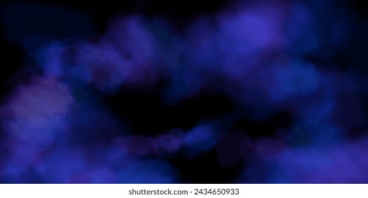 Fog or smoke, purple blue smog cloud on isolated transparent special effect. Vector illustration, morning fog over land or water surface, magic haze.